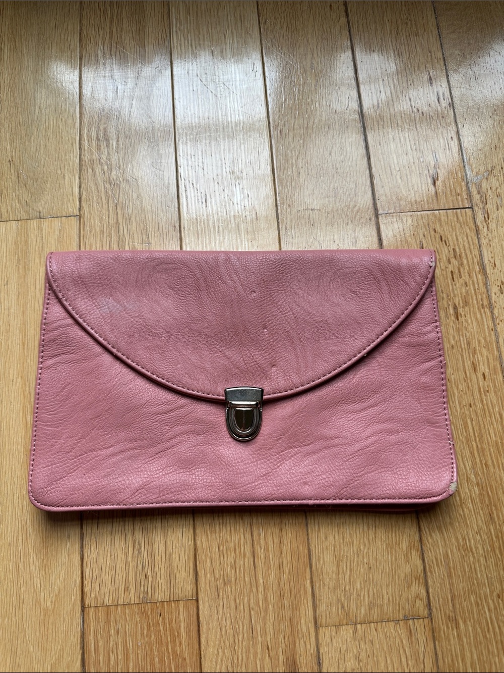 Coral Vegan Leather Envelope Clutch